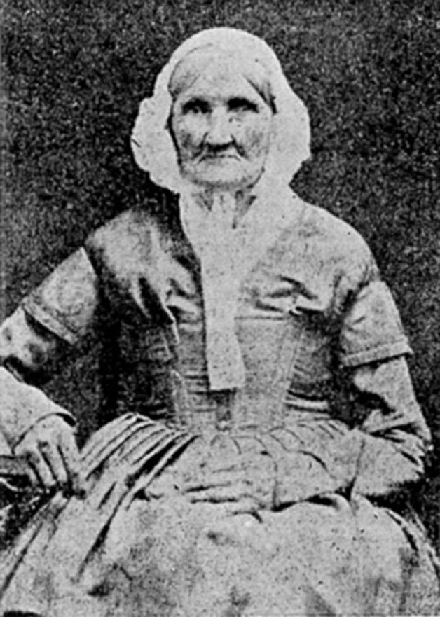 Hannah Stilley, nascida em 1746, a pessoa mais antiga a ser fotografada, em foto tirada em 1840